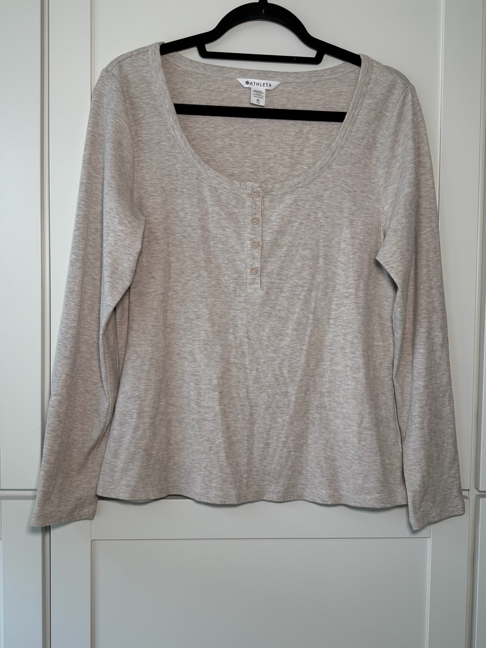 NWOT Athleta Ribbed Long Sleeve Henley Top Comfy Casual Athleisure Stretchy
